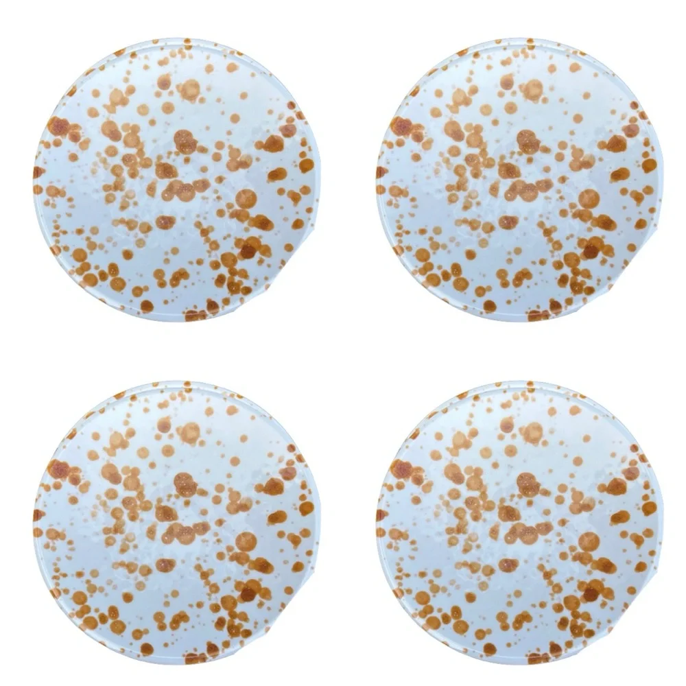 4!!!! WILLIAMS SONOMA NWT 100% melamine plates new-gold splatter -6 7/8”